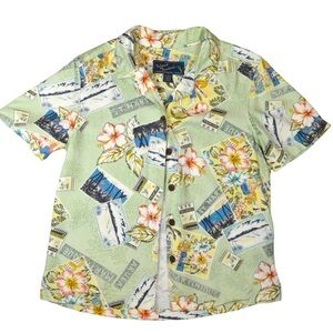 Vintage Island Traders‎ Short Sleeve Button Down Tropical Rayon Shirt, Small